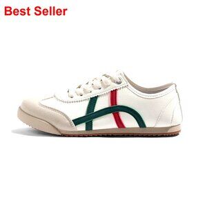 Retro Running Sneakers with Cushioned Sole, Synthetic Leather Upper